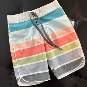 art class Kids Swim Trunks - Blue, Orange, Green, Gray Stripes